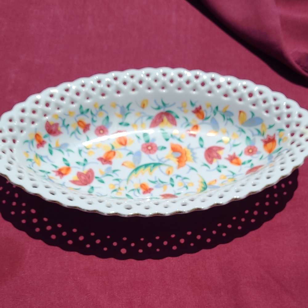 Floral Oval Ceramic Dish